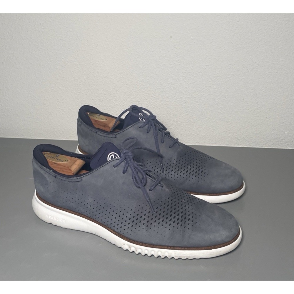 Cole Haan 2.Zerogrand Oxford men navy Grey Nubuck leather laser cut wingtip 12M